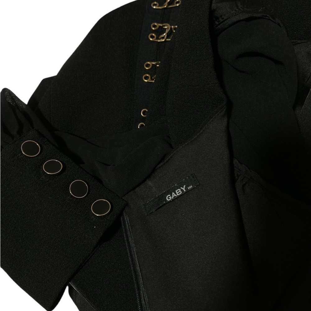 Stunning Elegant Gaby Black Mini Dress with Gold Accents - Picture 4 of 5